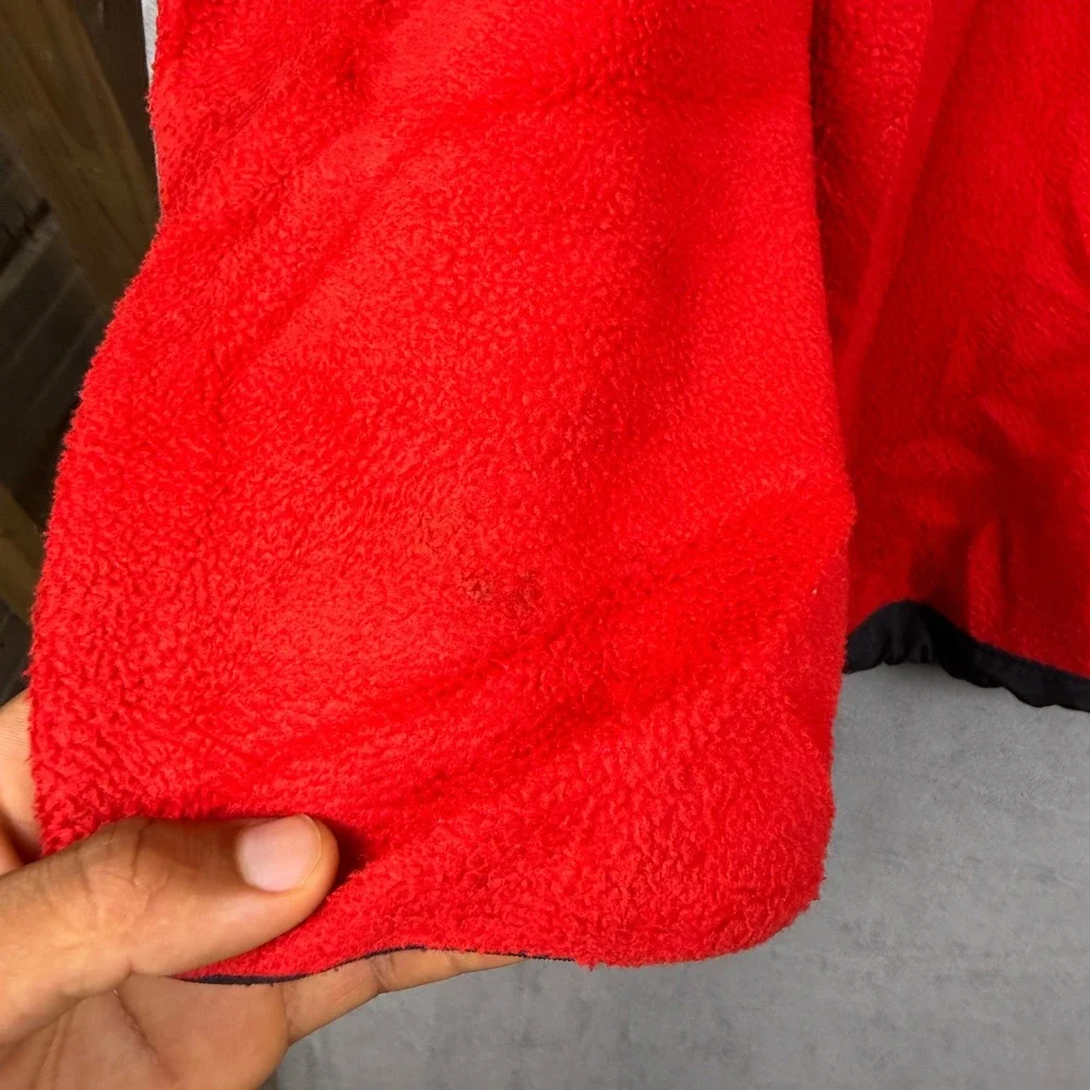 The North Face Mens Denali Fleece Jacket Red Black Colorblock Full Zip Large